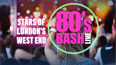 An image of a crowd with neon text reading 80's Bash over the top.
